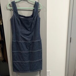 Escada Blue Sleeveless Cowl Neck Sheath Mini Dress